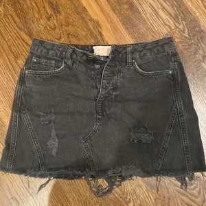 Black denim skirt